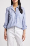 Beachlunchlounge Stripe Cotton & Modal Button-up Shirt In Seawater