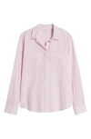 Beachlunchlounge Stripe Cotton & Modal Button-up Shirt In Voile Pink