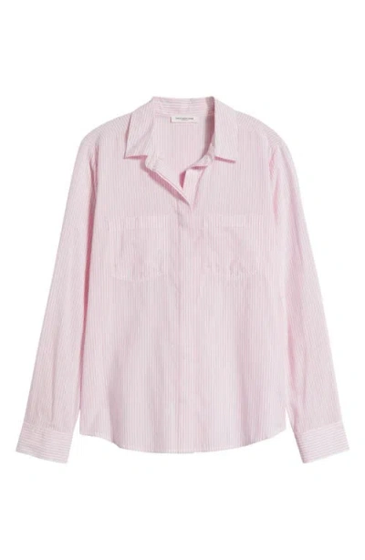 Beachlunchlounge Stripe Cotton & Modal Button-up Shirt In Voile Pink