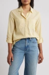 Beachlunchlounge Stripe Cotton & Modal Button-up Shirt In Yellow