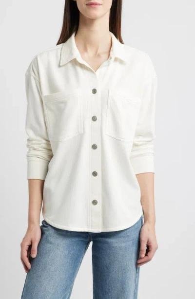 Beachlunchlounge Tabitha Cotton Blend Terry Button-up Shirt In White