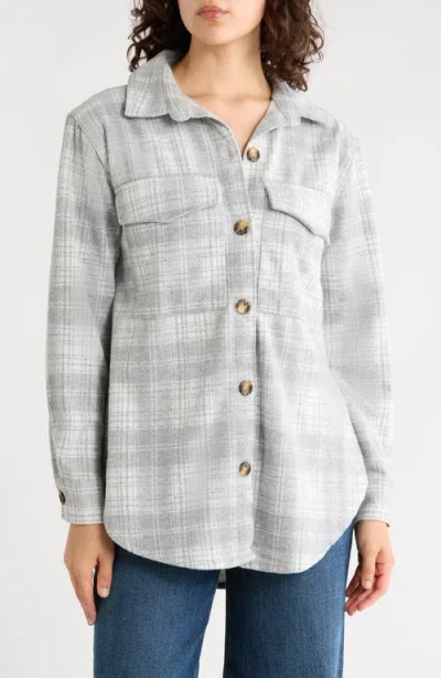 Beachlunchlounge Taelyn Buffalo Plaid Oversize Button-up Shirt In Gray