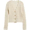 Beachlunchlounge Tamia Pointelle Knit Cardigan In Egg Shell