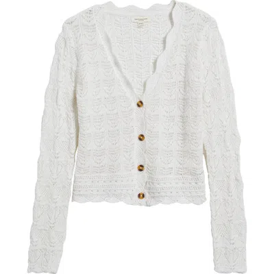 Beachlunchlounge Tamia Pointelle Knit Cardigan In White