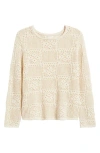 Beachlunchlounge Tiara Crochet Look Sweater In Egg Shell