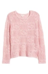 Beachlunchlounge Tiara Crochet Look Sweater In Petal Pink