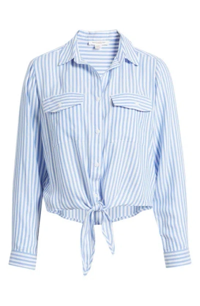 Beachlunchlounge Tie Hem Shirt In Blue Ice