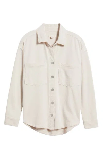Beachlunchlounge Tiera Cotton French Terry Button-up Shirt In Blanket Pink