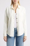 Beachlunchlounge Tiera Cotton French Terry Button-up Shirt In Vanilla Cream