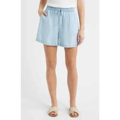 Beachlunchlounge Toney Tie Waist Chambray Shorts In White