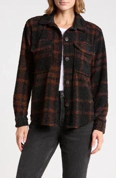 Beachlunchlounge Tory Boxy Crop Plaid Shacket In Orange