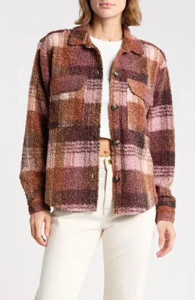 Beachlunchlounge Tory Boxy Crop Plaid Shacket In Pink