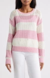 Beachlunchlounge Tresa Stripe Crochet Crewneck Sweater In Multi