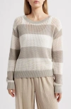 Beachlunchlounge Tresa Stripe Crochet Crewneck Sweater In Multi