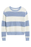 BEACHLUNCHLOUNGE BEACHLUNCHLOUNGE TRESA STRIPE CROCHET CREWNECK SWEATER