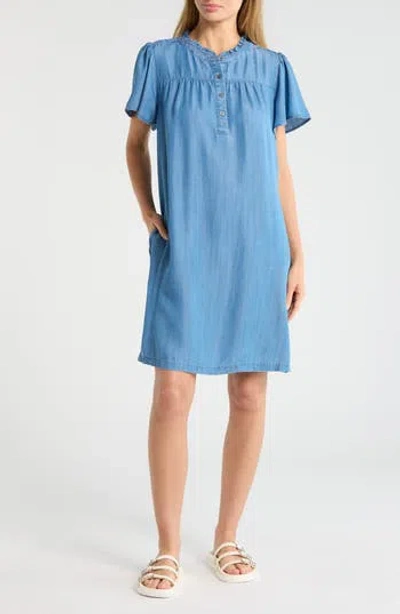 Beachlunchlounge Two Pocket Sleeveless Shirtdress In Blue