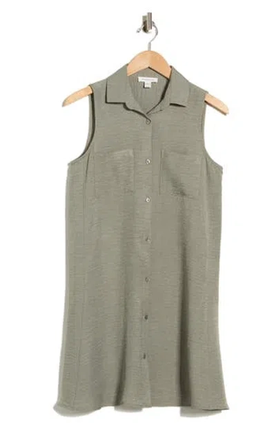 Beachlunchlounge Two Pocket Sleeveless Shirtdress In Gray