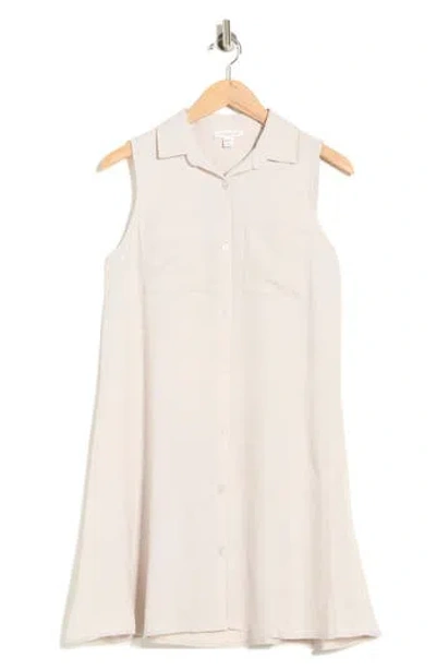 Beachlunchlounge Two Pocket Sleeveless Shirtdress In Neutral