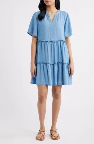 Beachlunchlounge Vale Tiered Cotton Dress In Blue