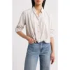 Beachlunchlounge Vivica Stripe Twist Hem Button-up Shirt In Sugar Almond