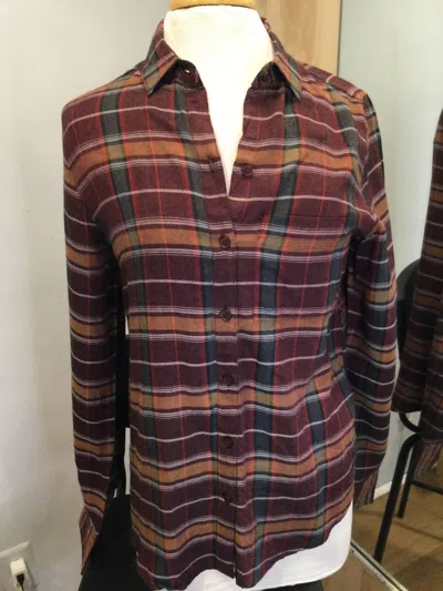 Beachlunchlounge Women's Charley Plaid Button Down Shirt In Berry Smash In Brown