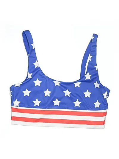 Pre-owned Beachriot Sport Swimsuit Top Blue Stars Pattern Swimwear