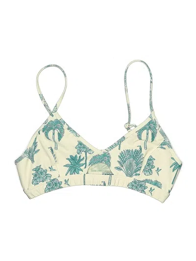 Pre-owned Beachriot Sport Swimsuit Top Blue Tropical Pattern Halter Neckline Swimwear