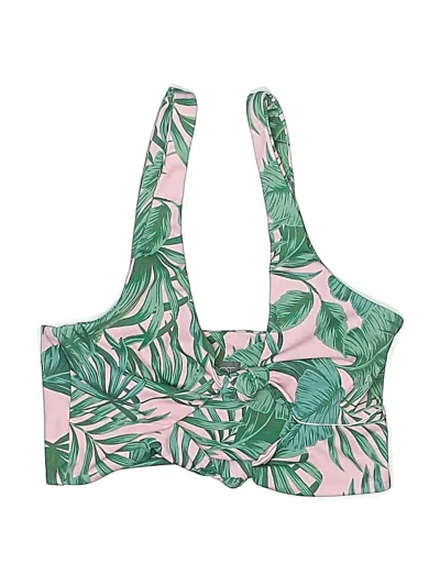Pre-owned Beachriot Sport Swimsuit Top Green Tropical Pattern Swimwear