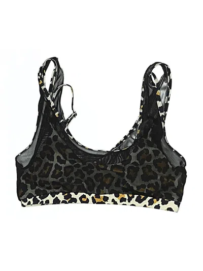Pre-owned Beachsissi Swimsuit Top Black Animal Print Pattern Swimwear