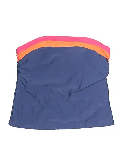 Pre-owned Beachsissi Swimsuit Top Blue Color Block Pattern Swimwear