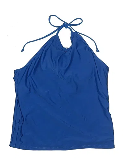 Pre-owned Beachsissi Swimsuit Top Blue Solid Pattern Swimwear