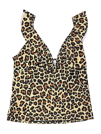Pre-owned Beachsissi Swimsuit Top Brown Animal Print Pattern Swimwear