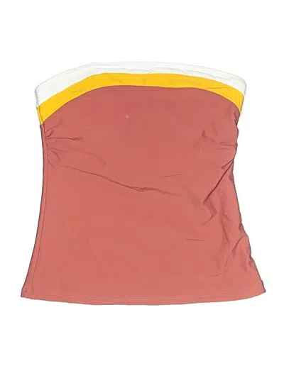 Pre-owned Beachsissi Swimsuit Top Orange Color Block Pattern Swimwear