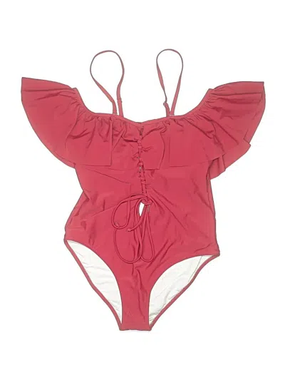 Pre-owned Beachsissi Swimsuit Top Red Solid Pattern Swimwear