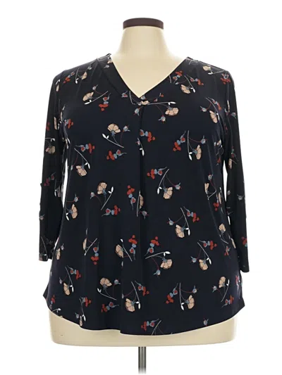 Pre-owned Beacon 3/4 Sleeve Blouse In Black