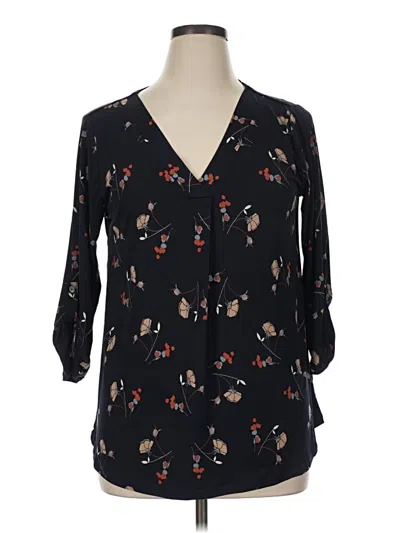 Pre-owned Beacon 3/4 Sleeve Blouse In Black