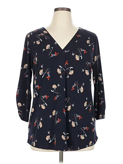 Pre-owned Beacon 3/4 Sleeve Blouse In Blue