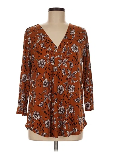 Pre-owned Beacon 3/4 Sleeve Blouse In Brown