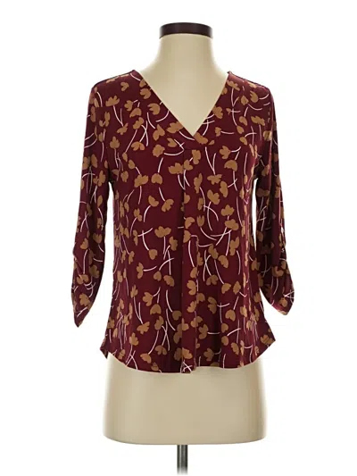 Pre-owned Beacon 3/4 Sleeve Blouse In Burgundy