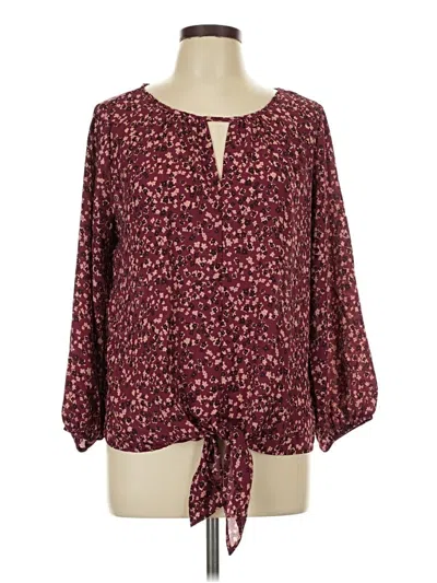 Pre-owned Beacon 3/4 Sleeve Blouse In Burgundy
