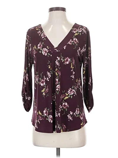 Pre-owned Beacon 3/4 Sleeve Blouse In Burgundy