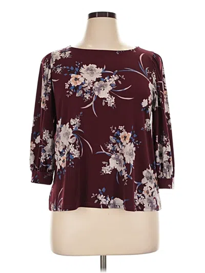 Pre-owned Beacon 3/4 Sleeve Blouse In Burgundy