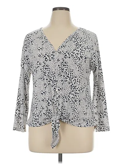 Pre-owned Beacon 3/4 Sleeve Blouse In Gray