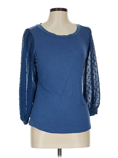 Pre-owned Beacon 3/4 Sleeve Top Blue Boatneck Tops