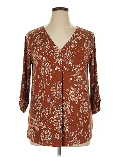 Pre-owned Beacon 3/4 Sleeve T-shirt In Brown