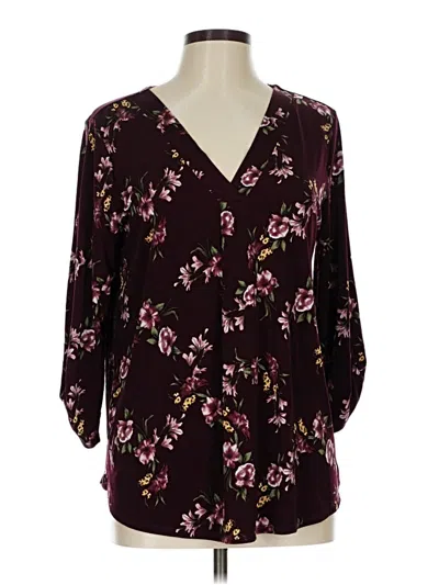 Pre-owned Beacon 3/4 Sleeve T-shirt In Burgundy