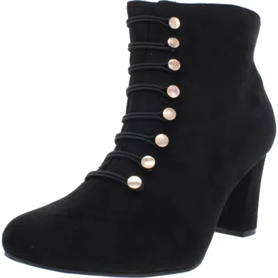 Beacon Dory Womens Microsuede Block Heel Ankle Boots In Black