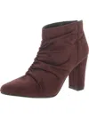 Beacon Kristen Womens Faux Suede Pointed Toe Ankle Boots In White