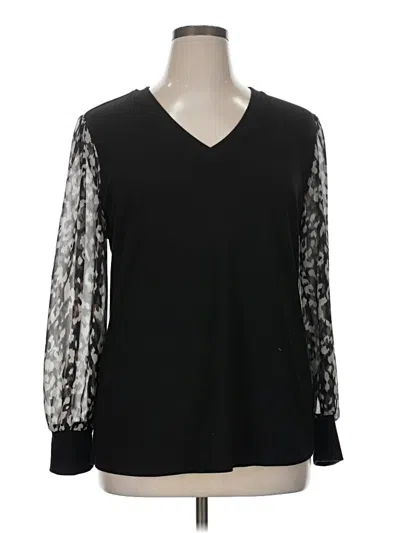 Pre-owned Beacon Long Sleeve Blouse In Black