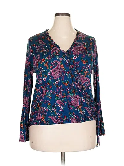 Pre-owned Beacon Long Sleeve Blouse In Blue